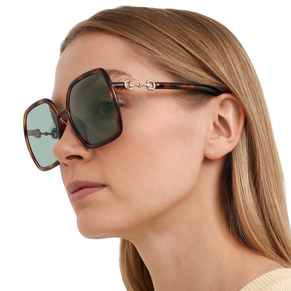 NEW GUCCI GG0890SA 003 WOMEN’S SUNGLASSES GUCCI GG0890S GREEN HAVANA EYEWEAR